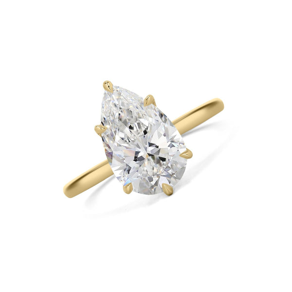 Floral Solitaire Pear Ring