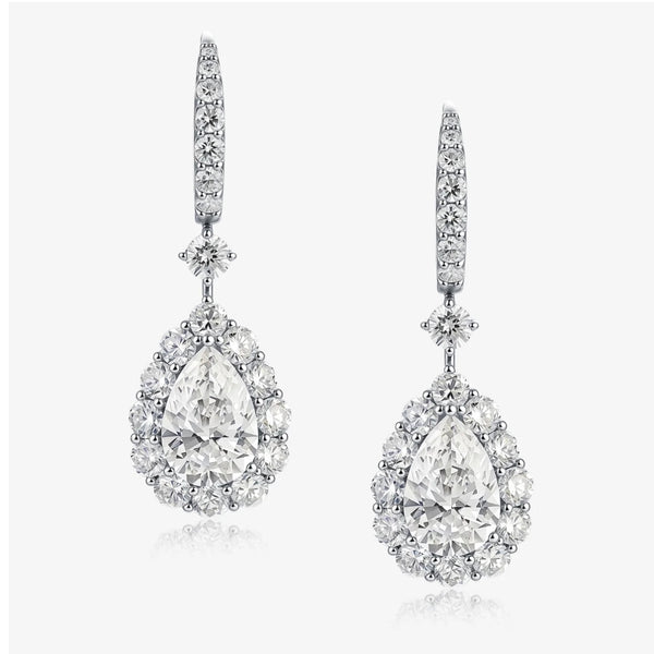 Pear Halo Drop Earrings